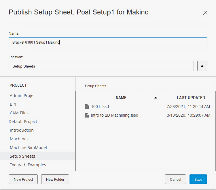 nc program setup sheet file save