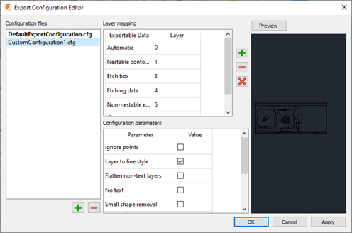 export configuration editor