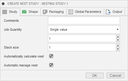 create nest study dialog