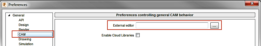 preferences dialog - manufacture - change external editor