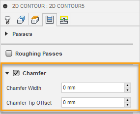 2d contour dialog passes tab - chamfers