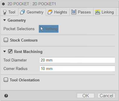 2d pocket dialog geometry tab - rest machining