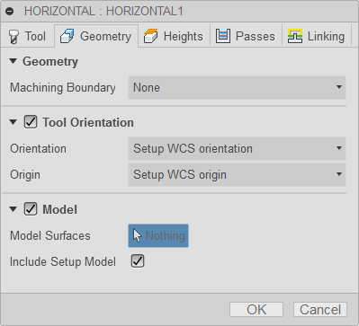 3d horizontal clearing dialog geometry tab