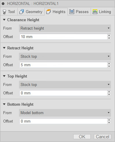 3d horizontal clearing dialog heights tab