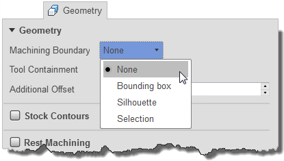 machining boundary dialog section