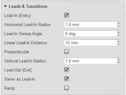 leads and transitions dialog section