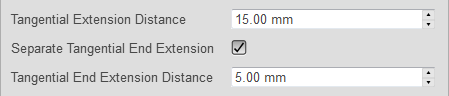 tangential extension distance dialog section