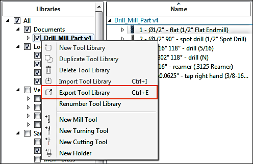 export tool library in hsmworks