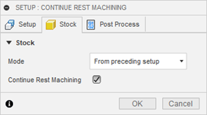 Rest machining between setups