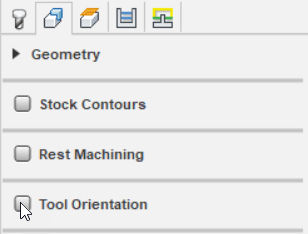 tool orientation group of parameters in the geometry tab
