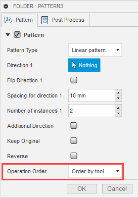 operation order in the Folder Pattern dialog