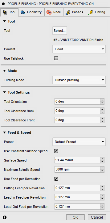 Fusion 360 Help | Turning Profile Finishing reference | Autodesk