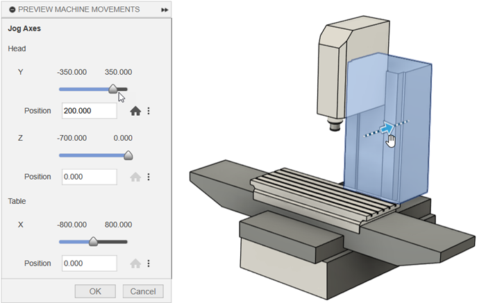 preview machine movements dialog