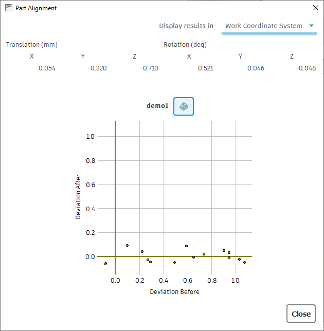 part alignment information dialog