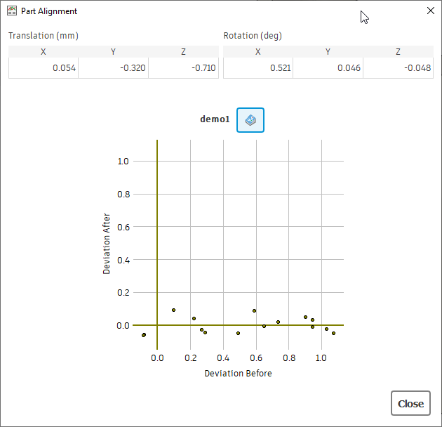 part alignment information dialog