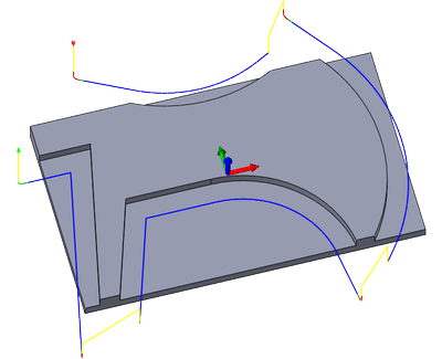 2d contour toolpath tangential extension distance 15mm to 5mm