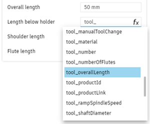 tool library - example of linked parameters - click the linked parameter field