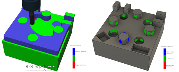 tolerance colors for stock simulation and surface inspection