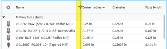 tool library - resize column width