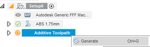 right-click and generate additive toolpath