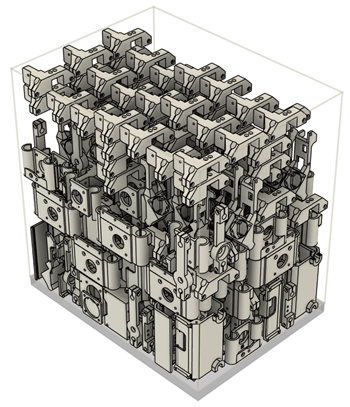 printer's build volume filled full of components