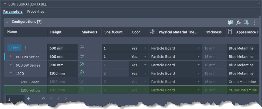 configuration table - new custom configuration row