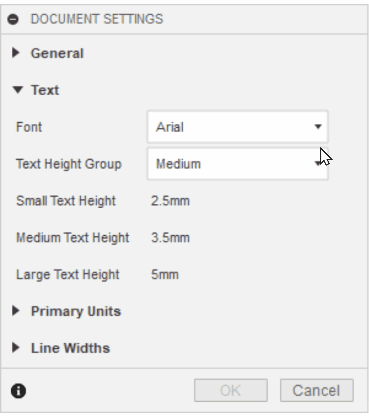 Fusion Help Edit text height settings in a drawing Autodesk