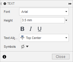 table text dialog