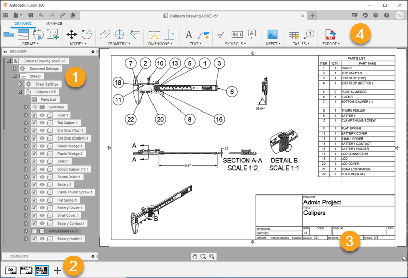 Fusion 360 Help, Drawing templates