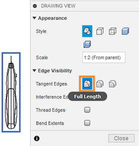 edit bottom projected view