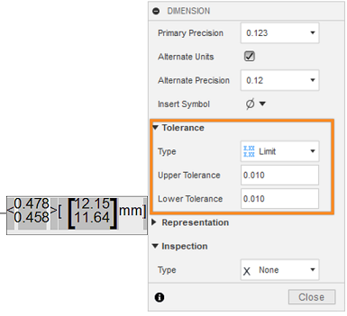dimension tolerance