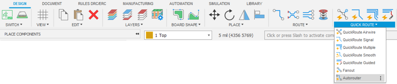 Autorouter toolbar