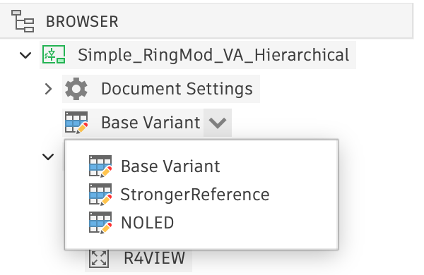 Browser assembly variant node