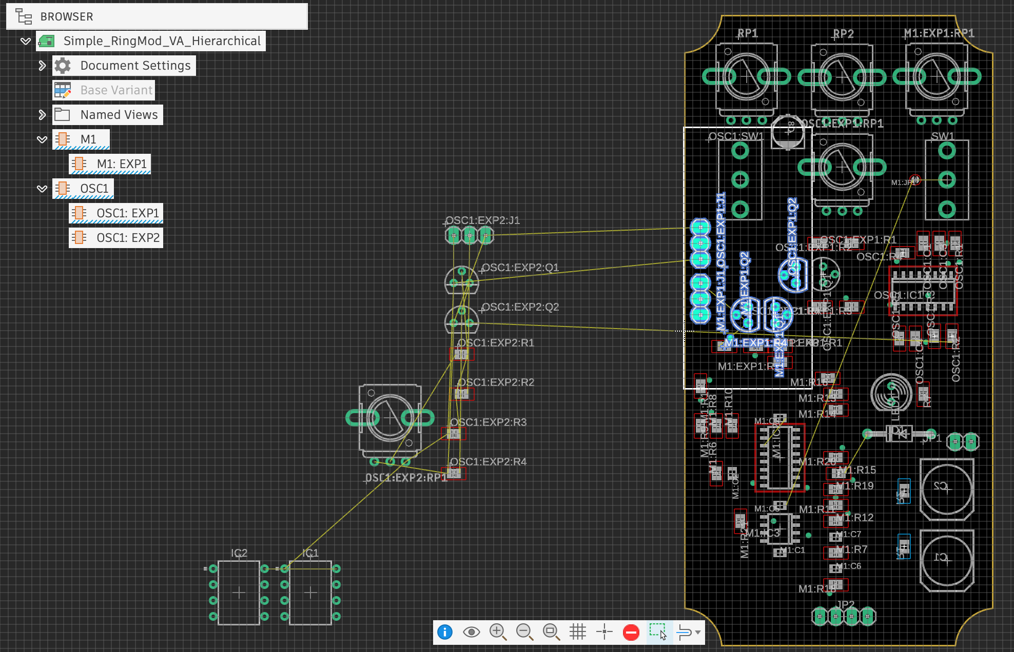 Browser showing multiple highlighted hierarchy nodes