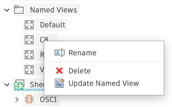 Custom Named View context menu