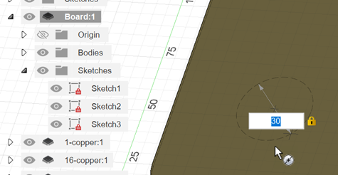 3D PCB sketch circle