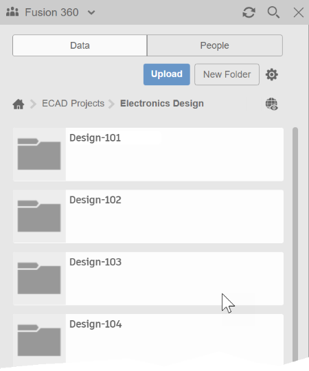 Data panel populated