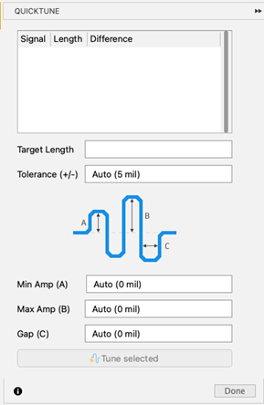 QuickTune dialog