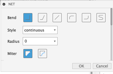 Parameter toolbar of the NET command