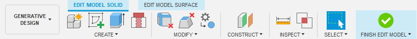 edit model solid tab toolbar