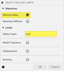 objectives and limits dialog