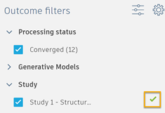 outcome filters dialog - study status