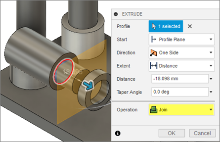 extrude dialog - center pin half