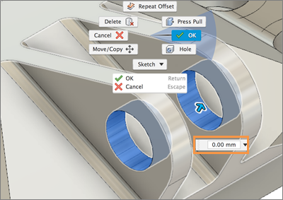 marking menu - cylindrical face offset