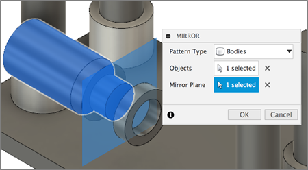 mirror dialog - center pin