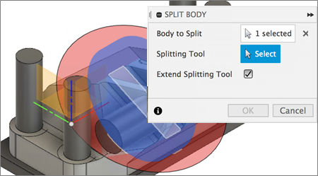 split body dialog - split center cylinder