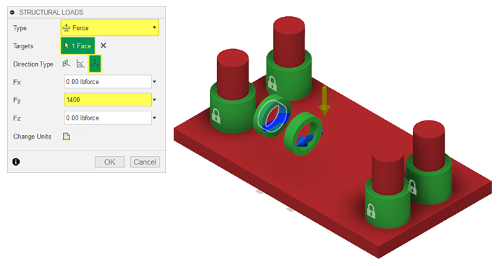 structural loads dialog - fy at 1400