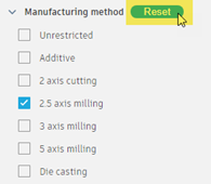 outcome filters - reset filters