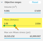 objective ranges dialog - mass range