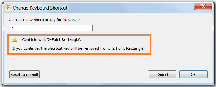 keyboard shortcut dialog conflicts